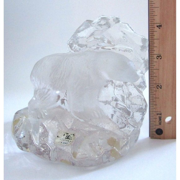 Bergdala Sweden Polar Bear in Ice Art Glass Paperweight/Sculpture Crystal  - VTG - Picture 13 of 16